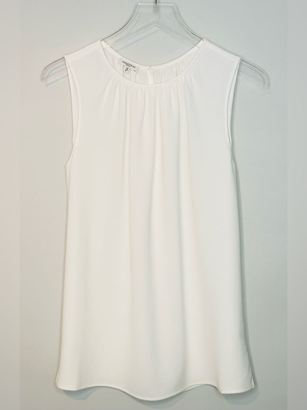 Lafayette 148 New York Ivory Cream Sleeveless Gathered Neck Blouse Shirt Top